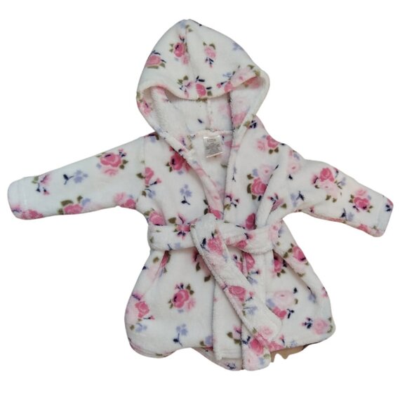 Luvable Friends Floral Rose Fuzzy Robe Size 0-9 Months - Picture 3 of 5